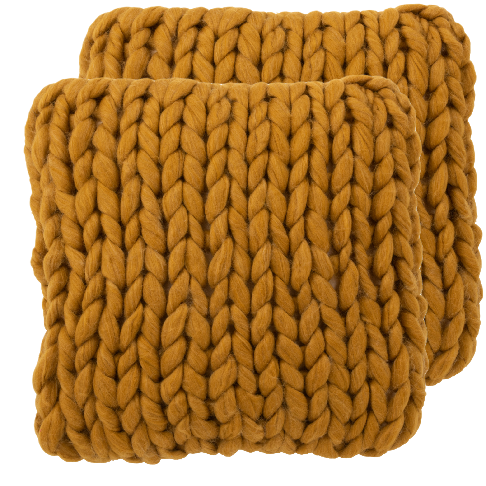 2X coussin tricota ocre